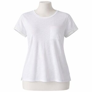 Elliott Lauren White Slub Knit Pocket Tee Shirt Contrast Stitch Crew Neck Top XL